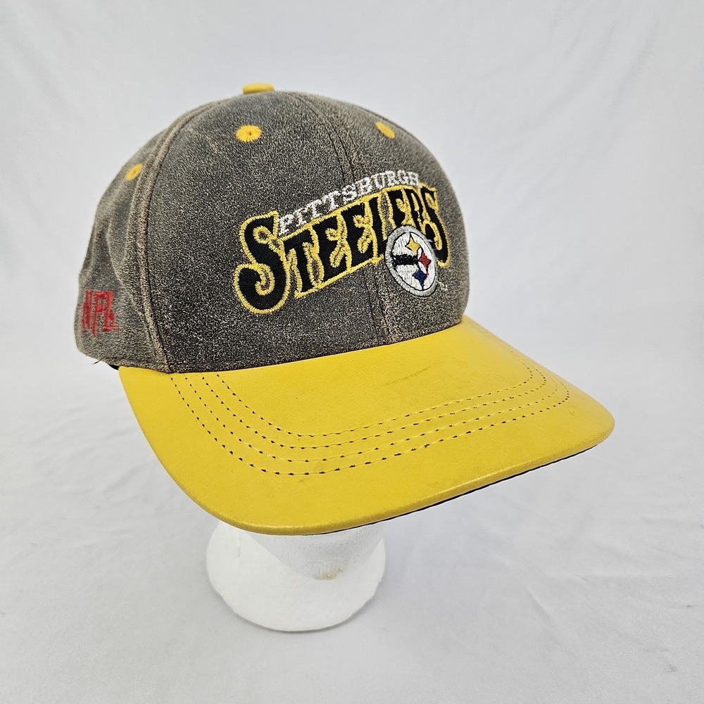 Pittsburgh Steelers Leather Cap Hat Snapback Vintage Modern 90s USA